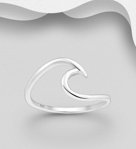 925 Sterling Silver Big Wave Ring