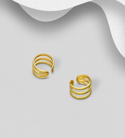 925 Sterling Silver Ear Cuffs, Plated with 1 Micron 14K Gold