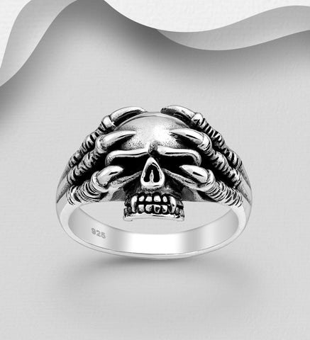 925 Sterling Silver Oxidized Skull Ring