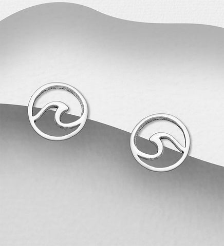 925 Sterling Silver Oxidized Wave Push-Back Earrings