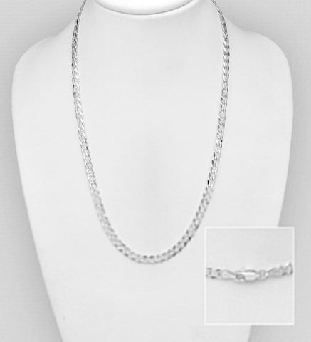 925 Sterling Silver Necklace, 4 mm Wide