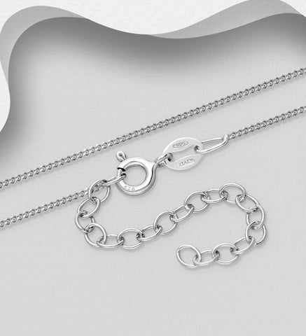 925 Sterling Silver Curb Chain, 1 mm Wide