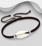 925 Brown Adjustable Anklet - Silver With Shell
