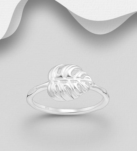 925 Sterling Silver Leaf Ring - Size 7