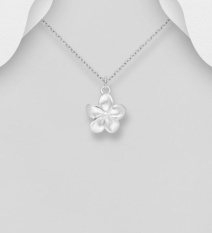 925 Sterling Silver Matte Flower Pendant