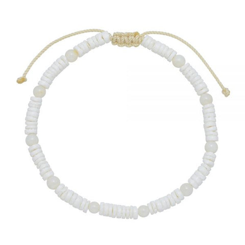 CLASSICS 77 - Natural Shell Heishi & Mother Of Pearl Rope Anklet