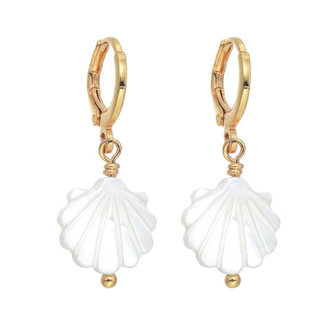 CLASSICS 77 Gold Hoop Mother Of Pearl Earrings
