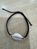 925 Brown Adjustable Anklet - Silver With Shell