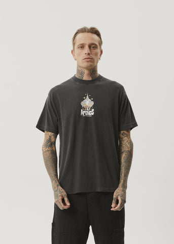 AFENDS Magic Whizzo Boxy T-Shirt - STONE BLACK
