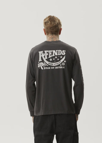 AFENDS High Utility Recycled Long Sleeve Tee - STONE BLACK