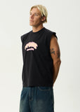 AFENDS Flame On Recycled Sleeveless Tee - STONE BLACK