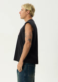 AFENDS Flame On Recycled Sleeveless Tee - STONE BLACK