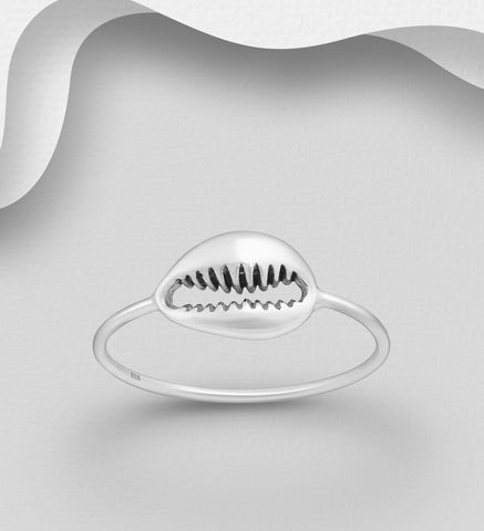 925 Sterling Silver Oxidized Shell Ring