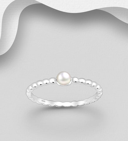 925 Sterling Silver Ring with Freshwater Pearl