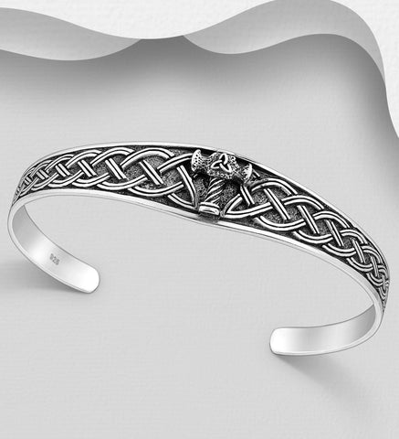 925 Sterling Silver Oxidised Celtic Hammer Cuff