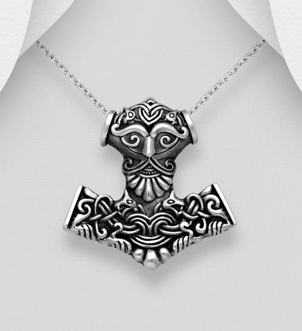 925 Sterling Silver Oxidised Anchor and Celtic Pendant