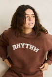 RHYTHM Collegiate Oversized Crew Neck Fleece - CHOCOLATE