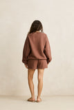 RHYTHM Collegiate Oversized Crew Neck Fleece - CHOCOLATE