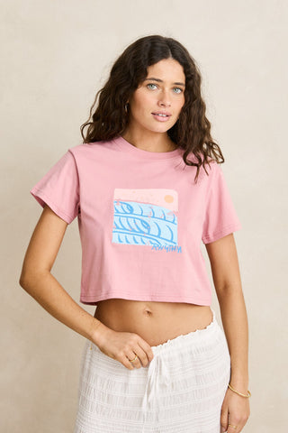 RHYTHM Ocean Crop Crew Tee - DUSTY PINK