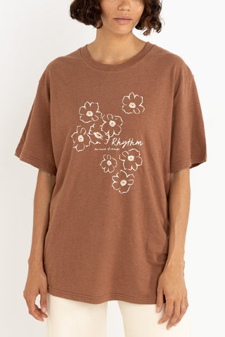 RHYTHM Lulu Floral Oversized T-shirt - CHOCOLATE
