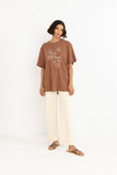 RHYTHM Lulu Floral Oversized T-shirt - CHOCOLATE