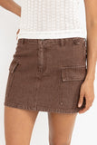 RHYTHM Cargo Denim Mini Skirt - BROWN