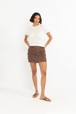 RHYTHM Cargo Denim Mini Skirt - BROWN