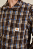 RHYTHM Alex Check Long Sleeve Shirt - CHESTNUT