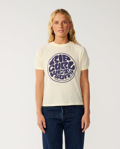 RIP CURL SG Wettie Ringer Tee - SOFT YELLOW