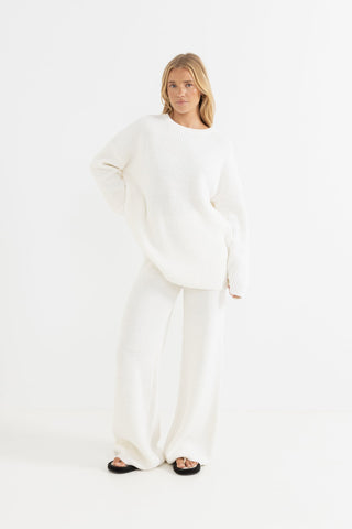 RHYTHM Essential Knit Pant - WHITE