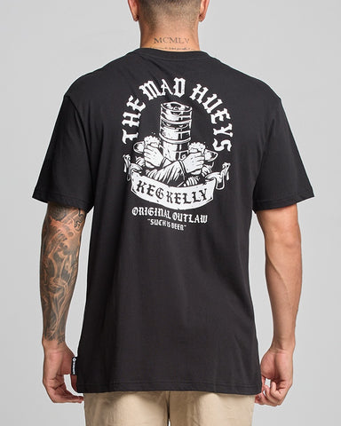 THE MAD HUEYS Keg Kelly Short Sleeve Tee - BLACK