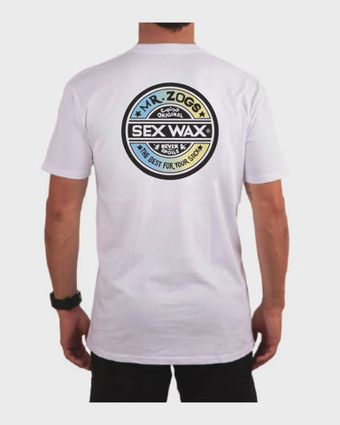 MR ZOGS SEX WAX Fade Blue Green Blend Short Sleeve Tee - WHITE