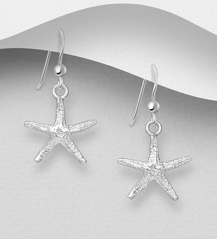 925 Sterling Silver Starfish Hook Earrings