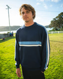 RUSTY - White Lines Knit Sweater - NAVY / BLUE ECRU