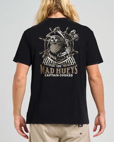THE MAD HUEYS Captain Ship Faced Short Sleeve Tee - BLACK