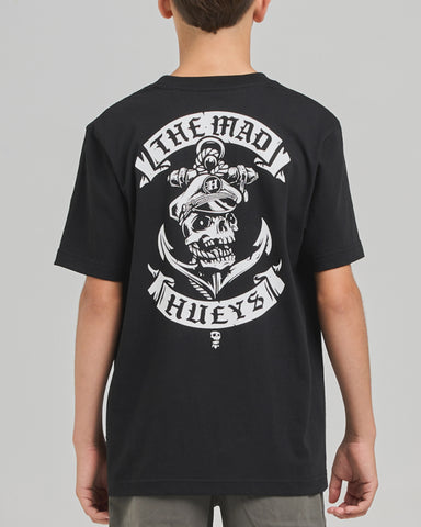 THE MAD HUEYS Sailor Anchor Youth Short Sleeve Tee - BLACK