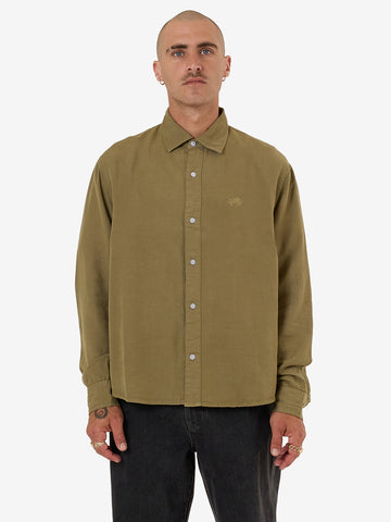 WORSHIP Core Linen Long Sleeve Shirt - KELP