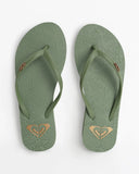 ROXY Antilles 3 Ladies Thongs - OIL GREEN