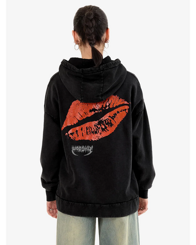 WORSHIP Kiss Me Zip Front Hood - BLACK