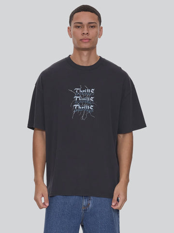 THRILLS Run For The Hills Box Fit Oversize Tee - WASHED BLACK