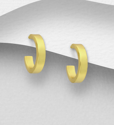 925 SS Earrings, 1 Micron 14K Yellow Gold