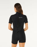 RIP CURL Womens Trad 2/2 SS Back Zip Springsuit - BLACK