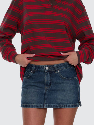 THRILLS Ramona Mid Rise Micro Killer Skirt - TEAL BLUE USED