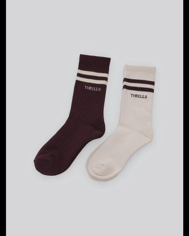 THRILLS 6 Break Point 2 Pack Sock - HERITAGE WHITE/BITTER CHOCOLATE