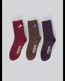 WORSHP Cherub Fine Rib Socks - CHERRY/GANACHE/BLACKBERRY