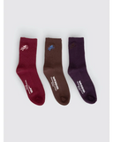WORSHP Cherub Fine Rib Socks - CHERRY/GANACHE/BLACKBERRY
