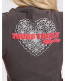 WORSHIP Yours Truly Slim Fit Tee - WORN BLACK