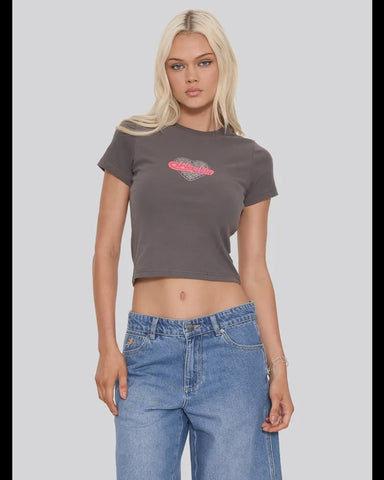 WORSHIP Yours Truly Slim Fit Tee - WORN BLACK