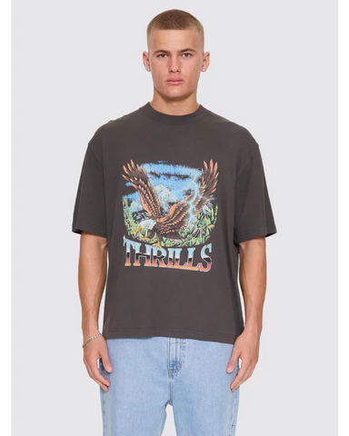 THRILLS Seen & Heard Box Fit Oversize Cropped Tee - DARK MERCH BLACK
