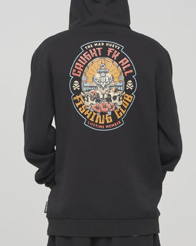 THE MAD HUEYS Caught Fk All Hooded Pullover - BLACK